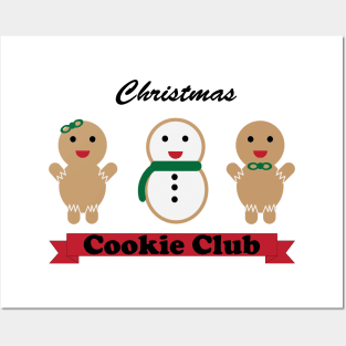 Christmas Cookie Club Gingerbread Snowman Dark Text Posters and Art